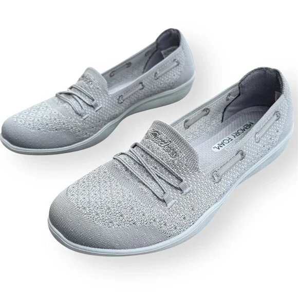 Skechers Newbury St Easily Adored Womens Slip-On Shoes Gray Size 9.5 Memory Foam - Picture 7 of 10